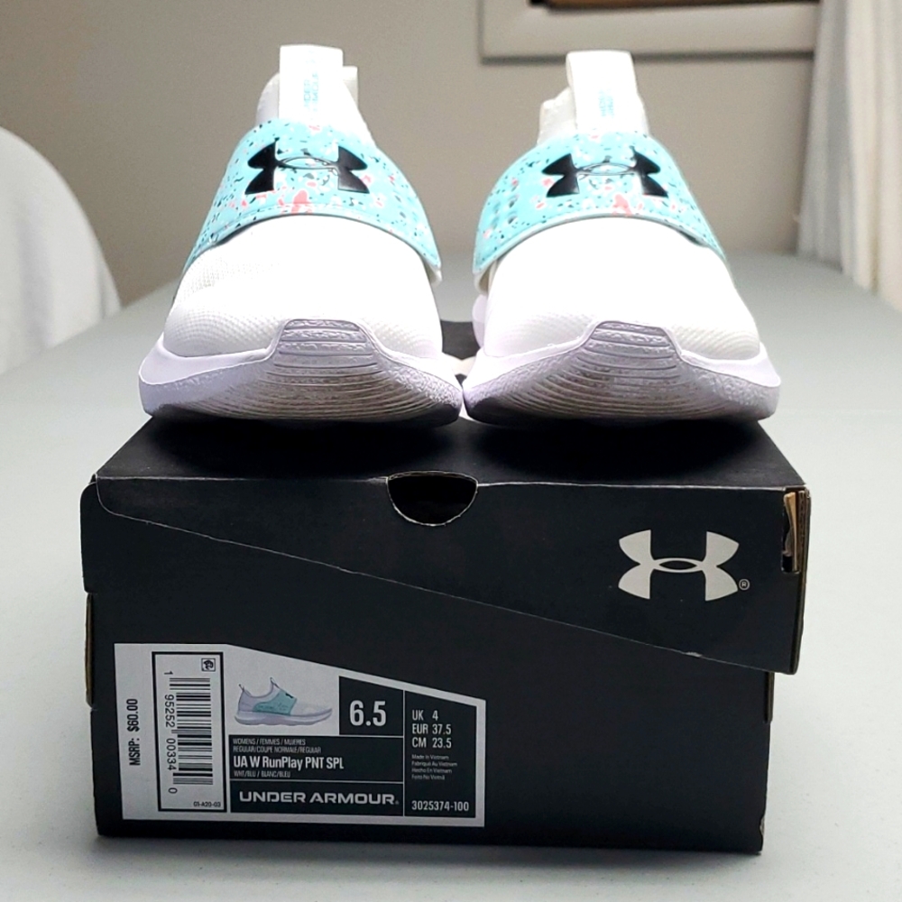 Under Armour Womens Runplay Paint 3025374-100 White Running Shoes Sz 6.5